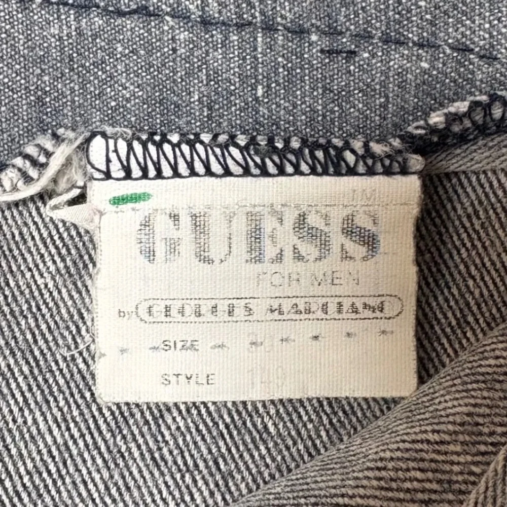 GUESS PARIS‎ VINTAGE RARE Men's high waisted cargo jeans leather trim Washed 29